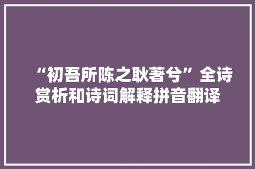 “初吾所陈之耿著兮”全诗赏析和诗词解释拼音翻译