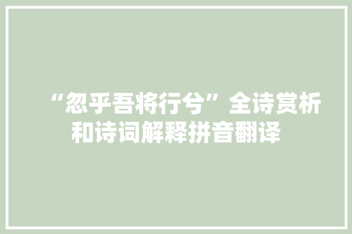 “忽乎吾将行兮”全诗赏析和诗词解释拼音翻译