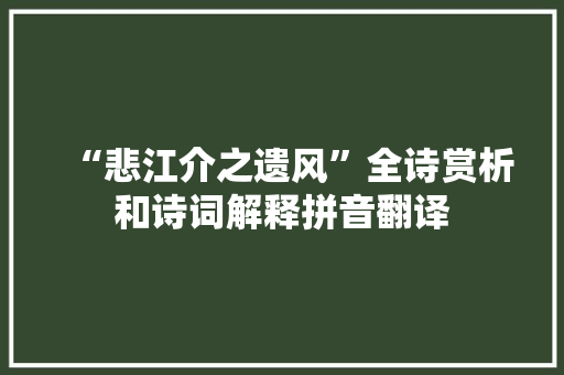 “悲江介之遗风”全诗赏析和诗词解释拼音翻译
