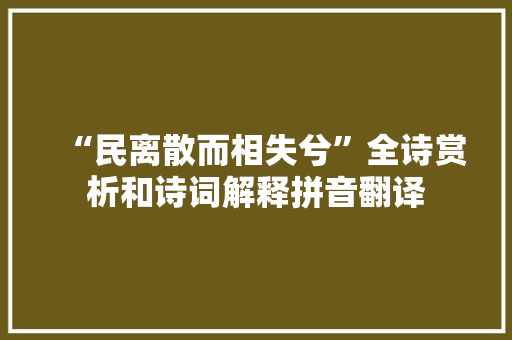 “民离散而相失兮”全诗赏析和诗词解释拼音翻译