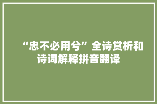 “忠不必用兮”全诗赏析和诗词解释拼音翻译