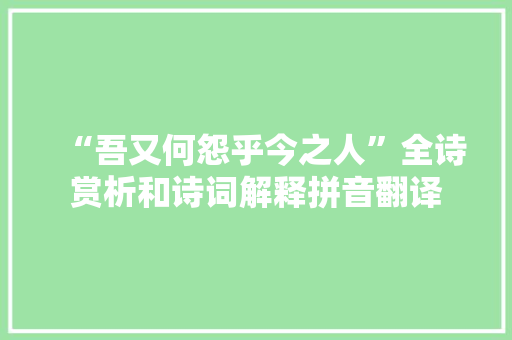 “吾又何怨乎今之人”全诗赏析和诗词解释拼音翻译