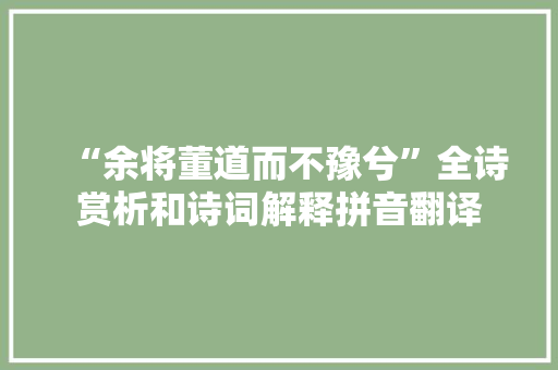 “余将董道而不豫兮”全诗赏析和诗词解释拼音翻译