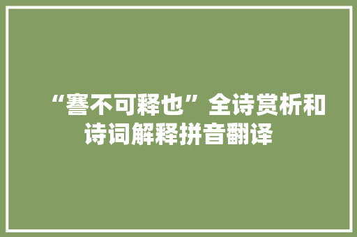 “謇不可释也”全诗赏析和诗词解释拼音翻译