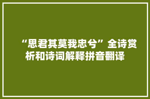 “思君其莫我忠兮”全诗赏析和诗词解释拼音翻译 “思君其莫我忠兮”全诗赏析和诗词解释拼音翻译