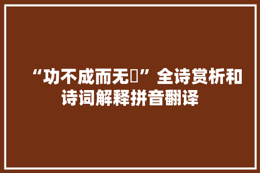 “功不成而无嶜”全诗赏析和诗词解释拼音翻译