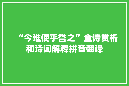 “今谁使乎誉之”全诗赏析和诗词解释拼音翻译