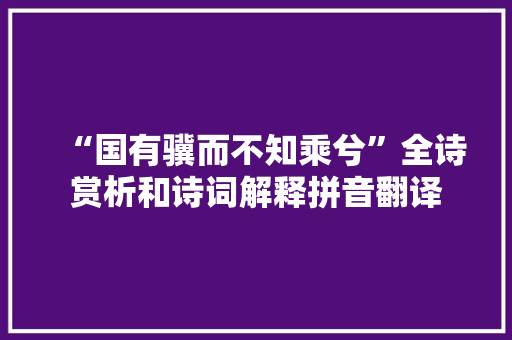 “国有骥而不知乘兮”全诗赏析和诗词解释拼音翻译 “国有骥而不知乘兮”全诗赏析和诗词解释拼音翻译