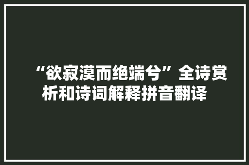 “欲寂漠而绝端兮”全诗赏析和诗词解释拼音翻译