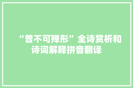 “曾不可殚形”全诗赏析和诗词解释拼音翻译