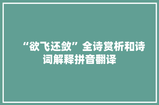 “欲飞还敛”全诗赏析和诗词解释拼音翻译