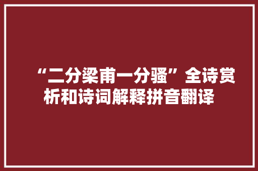“二分梁甫一分骚”全诗赏析和诗词解释拼音翻译