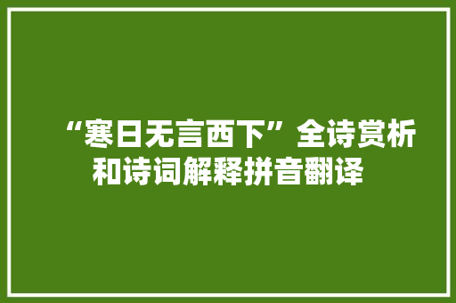 “寒日无言西下”全诗赏析和诗词解释拼音翻译