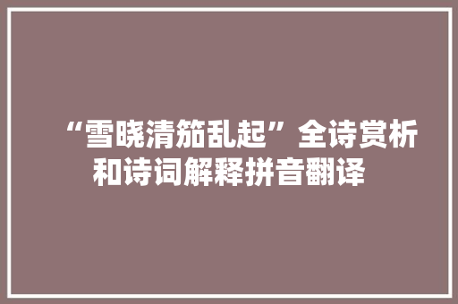 “雪晓清笳乱起”全诗赏析和诗词解释拼音翻译