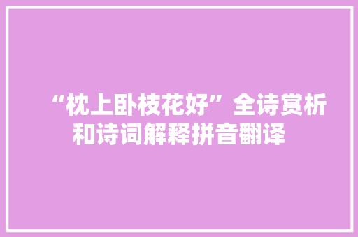 “枕上卧枝花好”全诗赏析和诗词解释拼音翻译