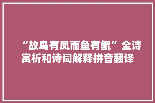 “故鸟有凤而鱼有鲲”全诗赏析和诗词解释拼音翻译