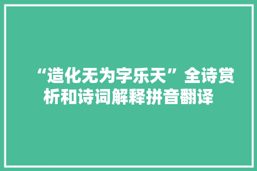 “造化无为字乐天”全诗赏析和诗词解释拼音翻译
