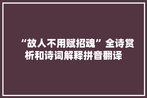 “故人不用赋招魂”全诗赏析和诗词解释拼音翻译
