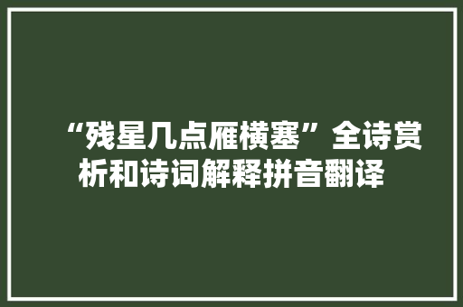 “残星几点雁横塞”全诗赏析和诗词解释拼音翻译