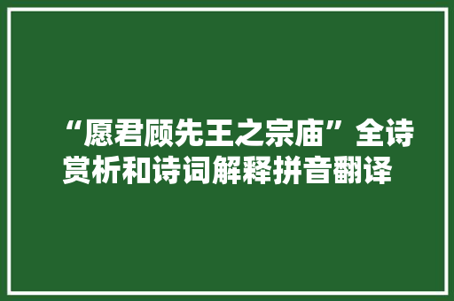“愿君顾先王之宗庙”全诗赏析和诗词解释拼音翻译