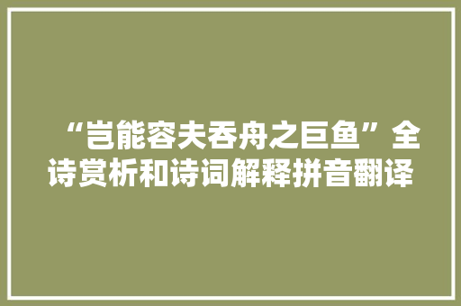 “岂能容夫吞舟之巨鱼”全诗赏析和诗词解释拼音翻译