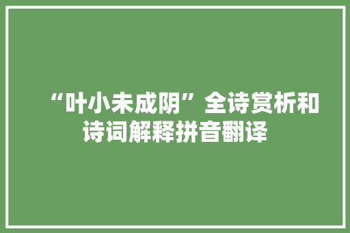 “叶小未成阴”全诗赏析和诗词解释拼音翻译