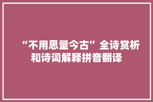 “不用思量今古”全诗赏析和诗词解释拼音翻译