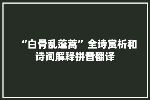 “白骨乱蓬蒿”全诗赏析和诗词解释拼音翻译