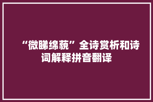 “微睇绵藐”全诗赏析和诗词解释拼音翻译