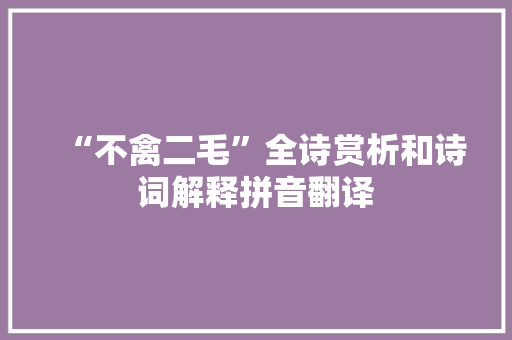 “不禽二毛”全诗赏析和诗词解释拼音翻译