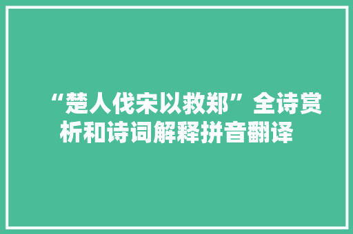 “楚人伐宋以救郑”全诗赏析和诗词解释拼音翻译