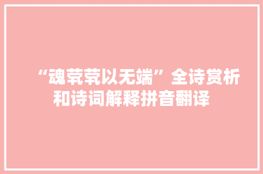 “魂茕茕以无端”全诗赏析和诗词解释拼音翻译