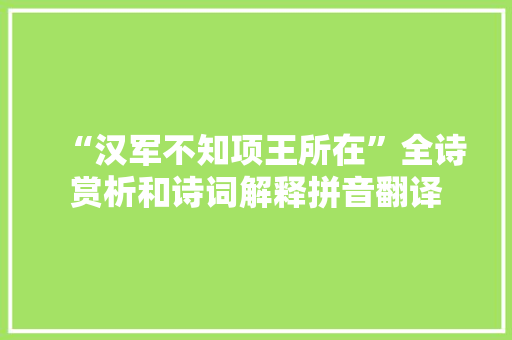 “汉军不知项王所在”全诗赏析和诗词解释拼音翻译