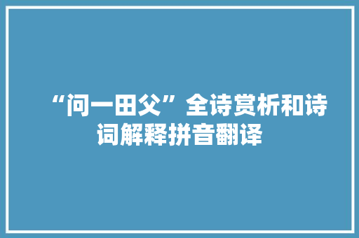 “问一田父”全诗赏析和诗词解释拼音翻译