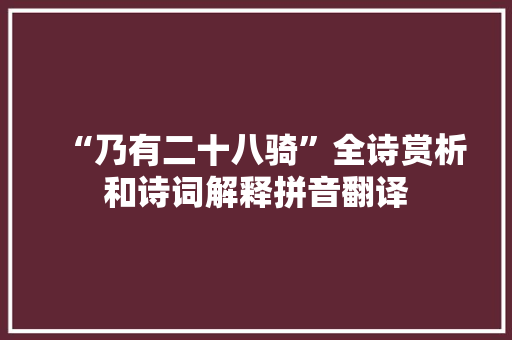 “乃有二十八骑”全诗赏析和诗词解释拼音翻译