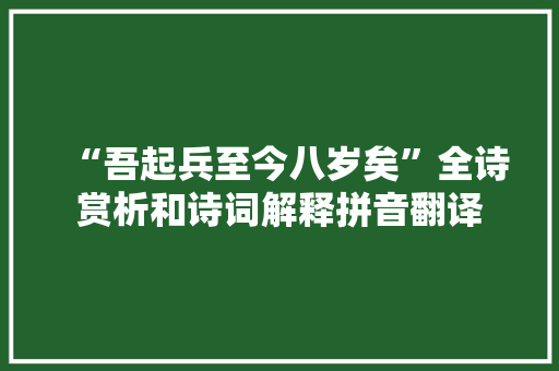 “吾起兵至今八岁矣”全诗赏析和诗词解释拼音翻译