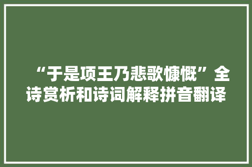 “于是项王乃悲歌慷慨”全诗赏析和诗词解释拼音翻译