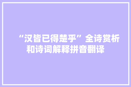 “汉皆已得楚乎”全诗赏析和诗词解释拼音翻译