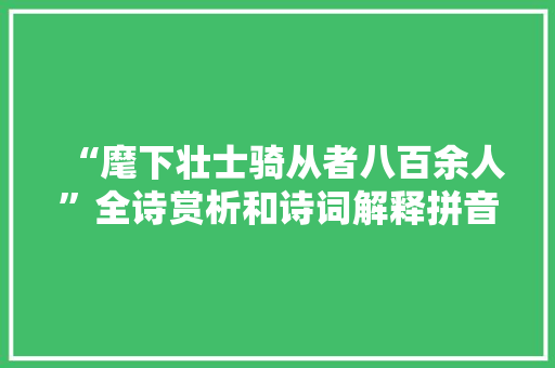 “麾下壮士骑从者八百余人”全诗赏析和诗词解释拼音翻译