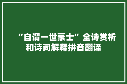 “自谓一世豪士”全诗赏析和诗词解释拼音翻译