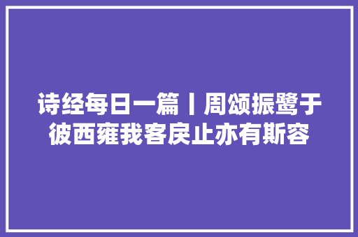 诗经每日一篇丨周颂振鹭于彼西雍我客戾止亦有斯容