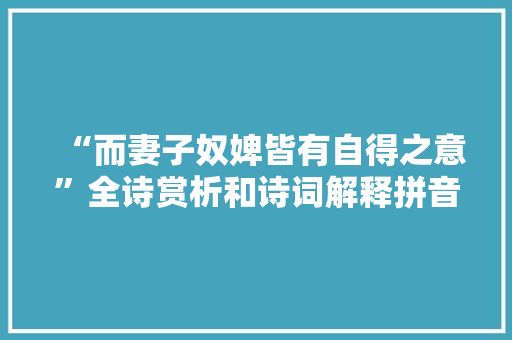 “而妻子奴婢皆有自得之意”全诗赏析和诗词解释拼音翻译