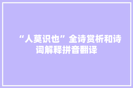 “人莫识也”全诗赏析和诗词解释拼音翻译