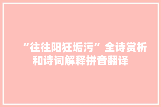 “往往阳狂垢污”全诗赏析和诗词解释拼音翻译