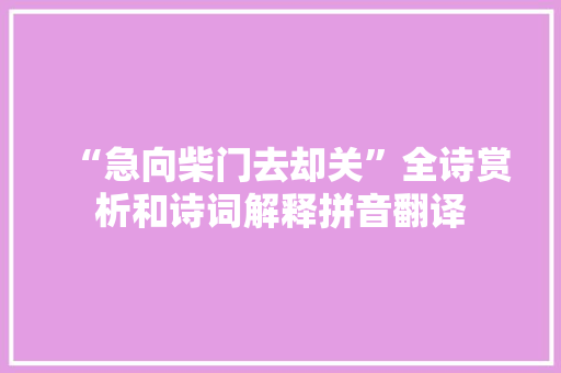 “急向柴门去却关”全诗赏析和诗词解释拼音翻译