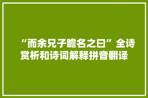 “而余兄子瞻名之曰”全诗赏析和诗词解释拼音翻译