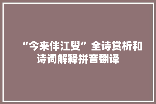 “今来伴江叟”全诗赏析和诗词解释拼音翻译