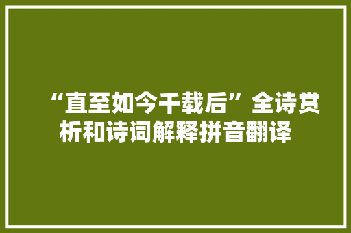 “直至如今千载后”全诗赏析和诗词解释拼音翻译