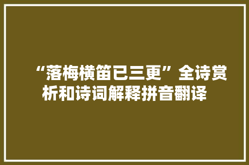 “落梅横笛已三更”全诗赏析和诗词解释拼音翻译
