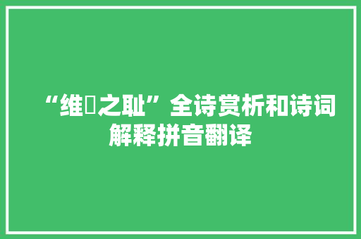 “维罍之耻”全诗赏析和诗词解释拼音翻译